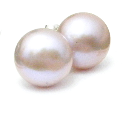 Pink 8mm Button Stud Earrings